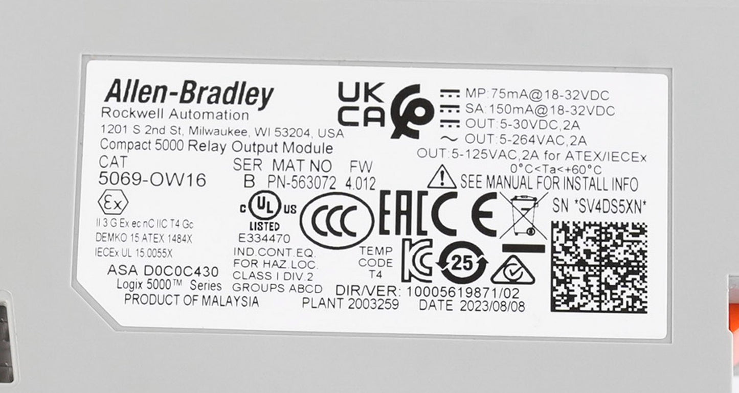 Allen Bradley 5069-OW16 /B Compact 5000 16-Channel Relay Output Module 5069OW16