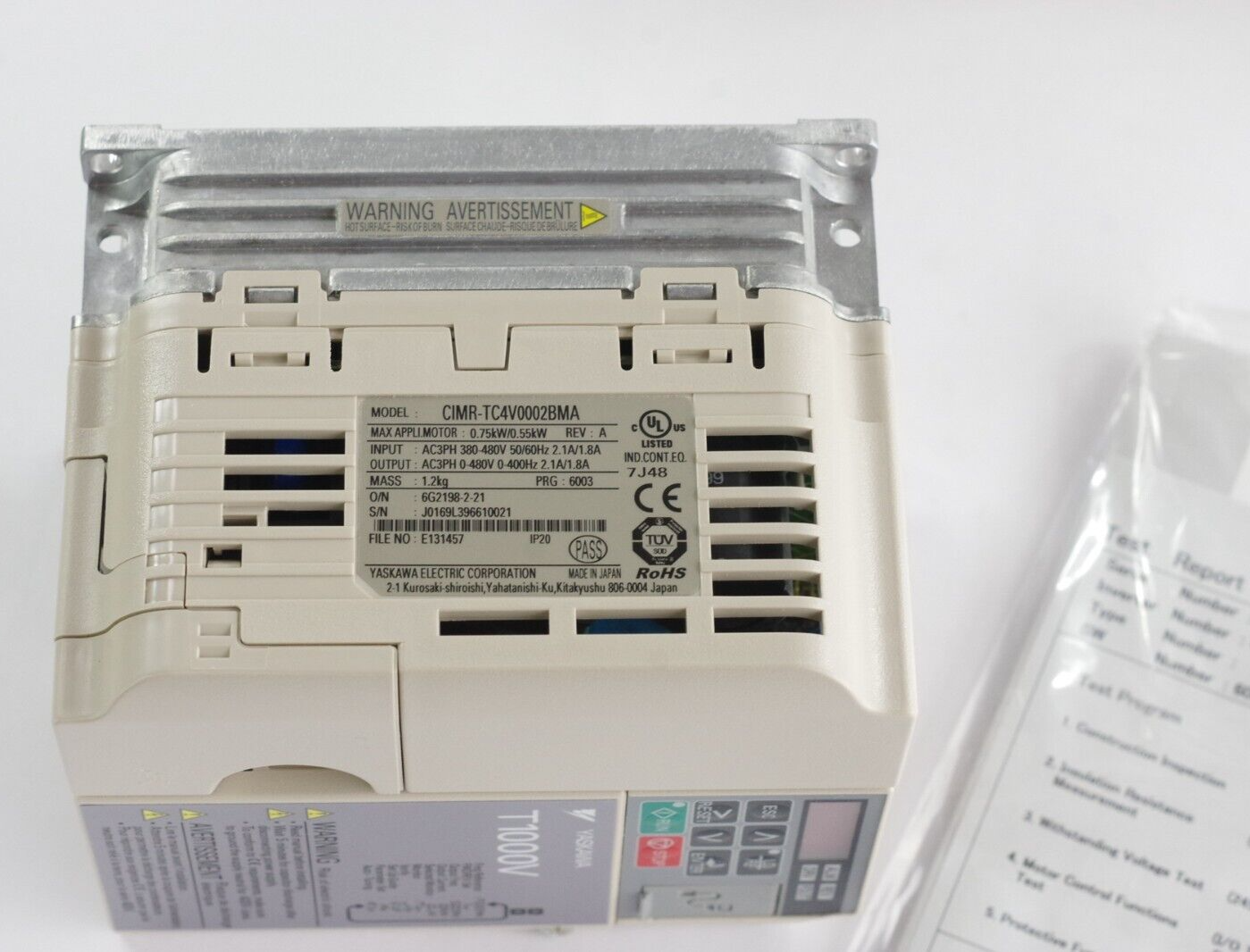 Yaskawa V1000 CIMR-TC4V0002BMA Rev A AC Drive 380-480Vac 2.1/1.8A 0.75kW 3-Phase