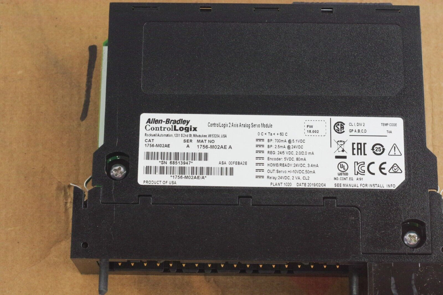 Allen Bradley 1756-M02AE Ser A FW 18.002 Analog Motion Module - Open Box