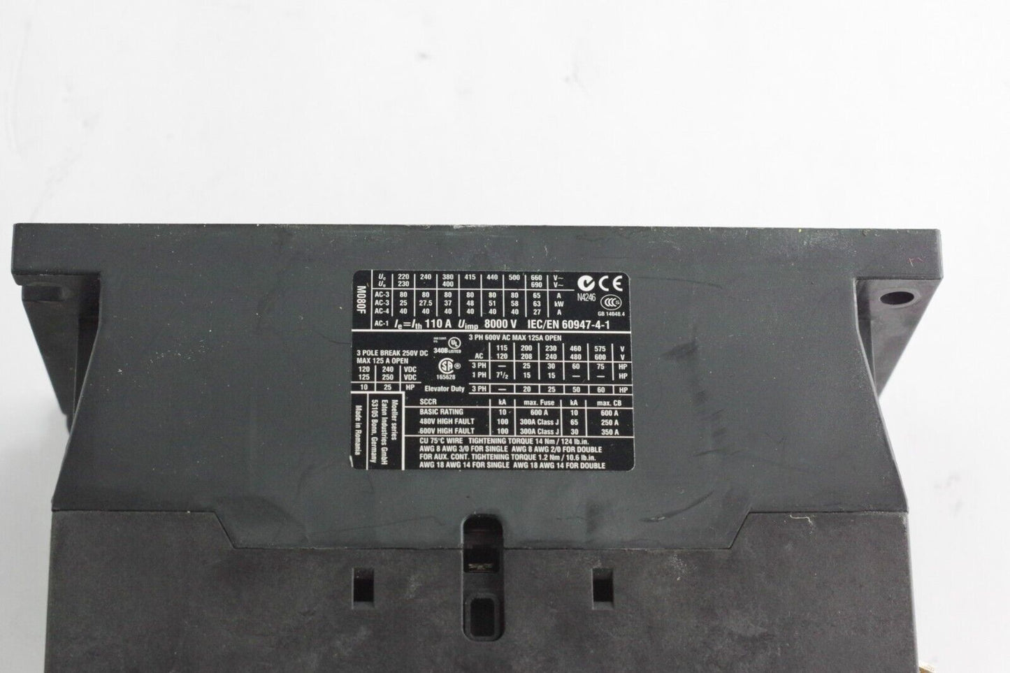 Eaton DIL M80 XTCE080F EATON Motor Starter Contactor 3-Phase Rated