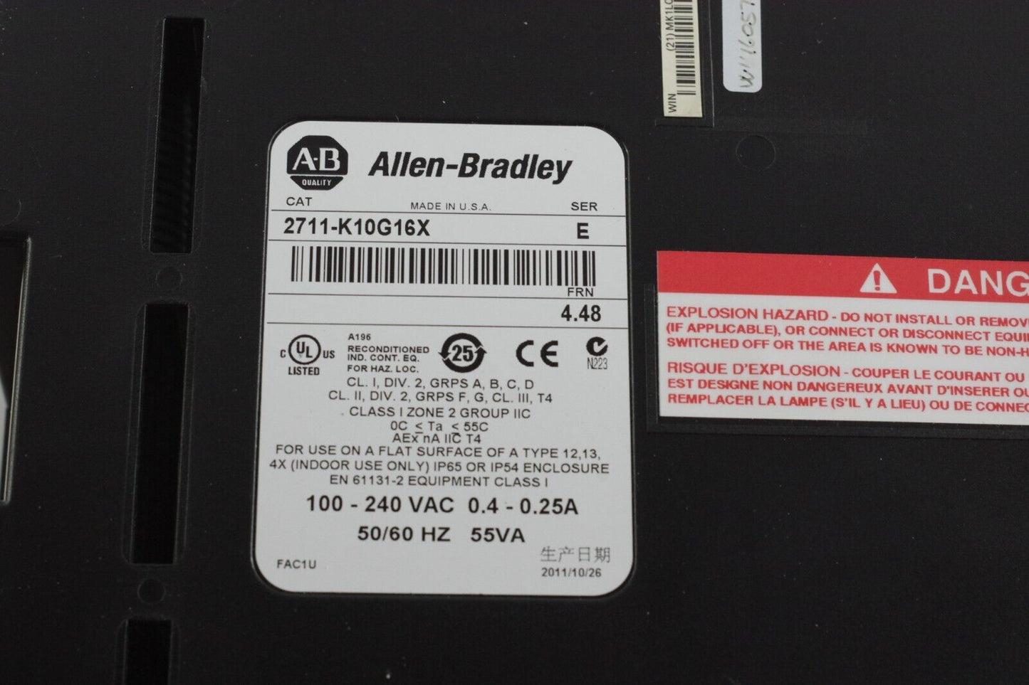 Allen Bradley 2711-K10G16 / 2711-K10G16X Ser E FRN 4.48 Panelview 1000 - Refurb