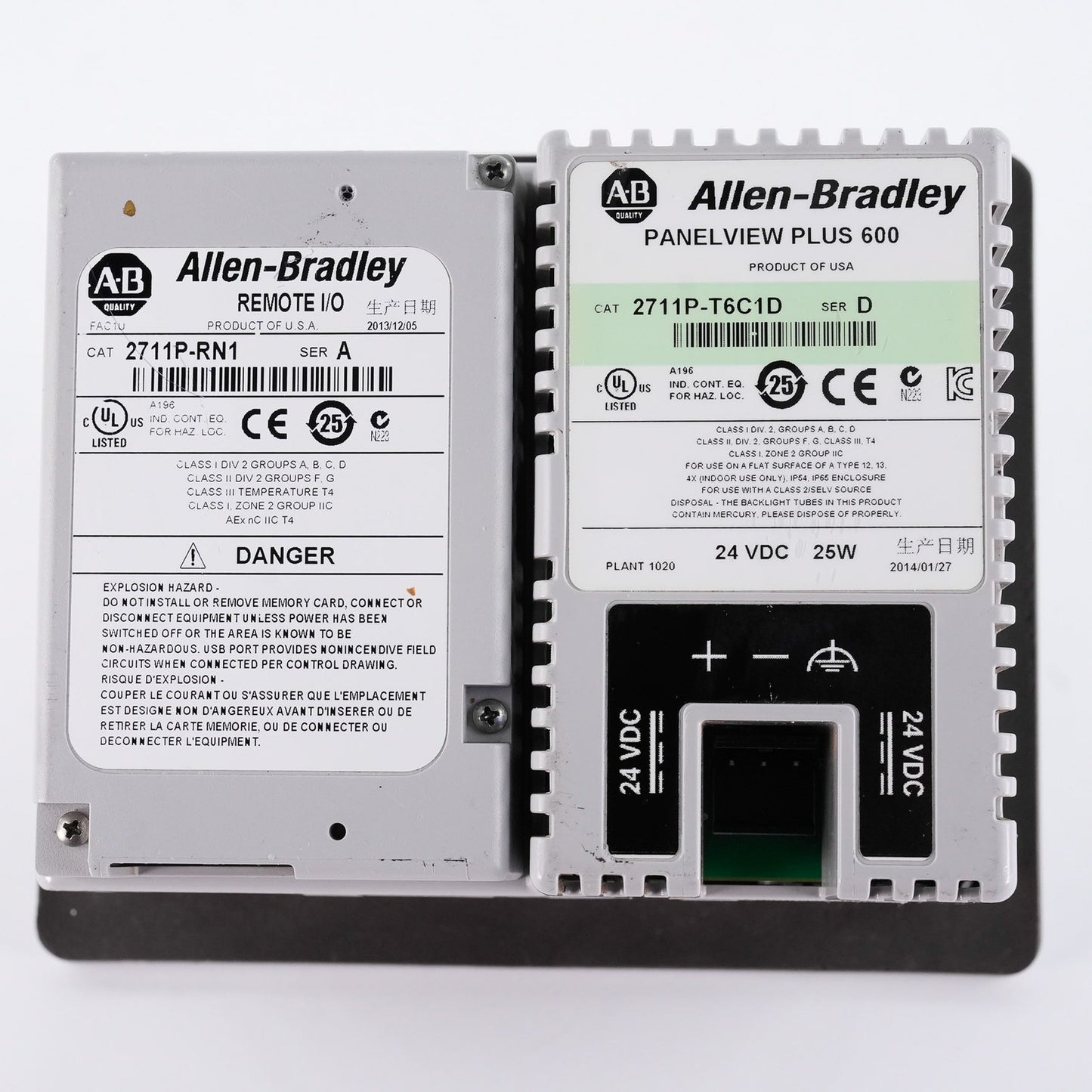 Allen Bradley 2711P-T6C1D /D PanelView Plus 600 Display + 2711P-RN1/A Remote I/O