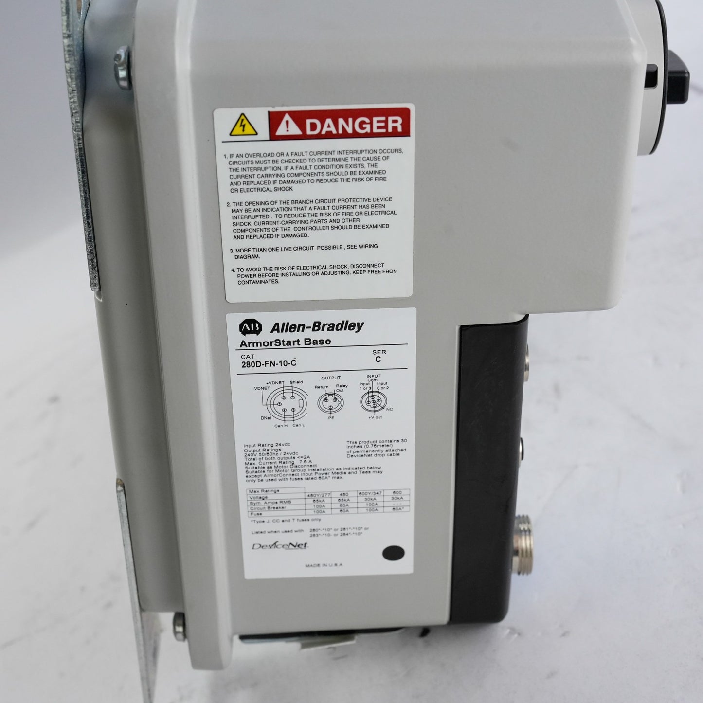 Allen Bradley 280D-F12Z-10C-CRW /C ArmorStart Control Module + 280D-FN-10-C /C