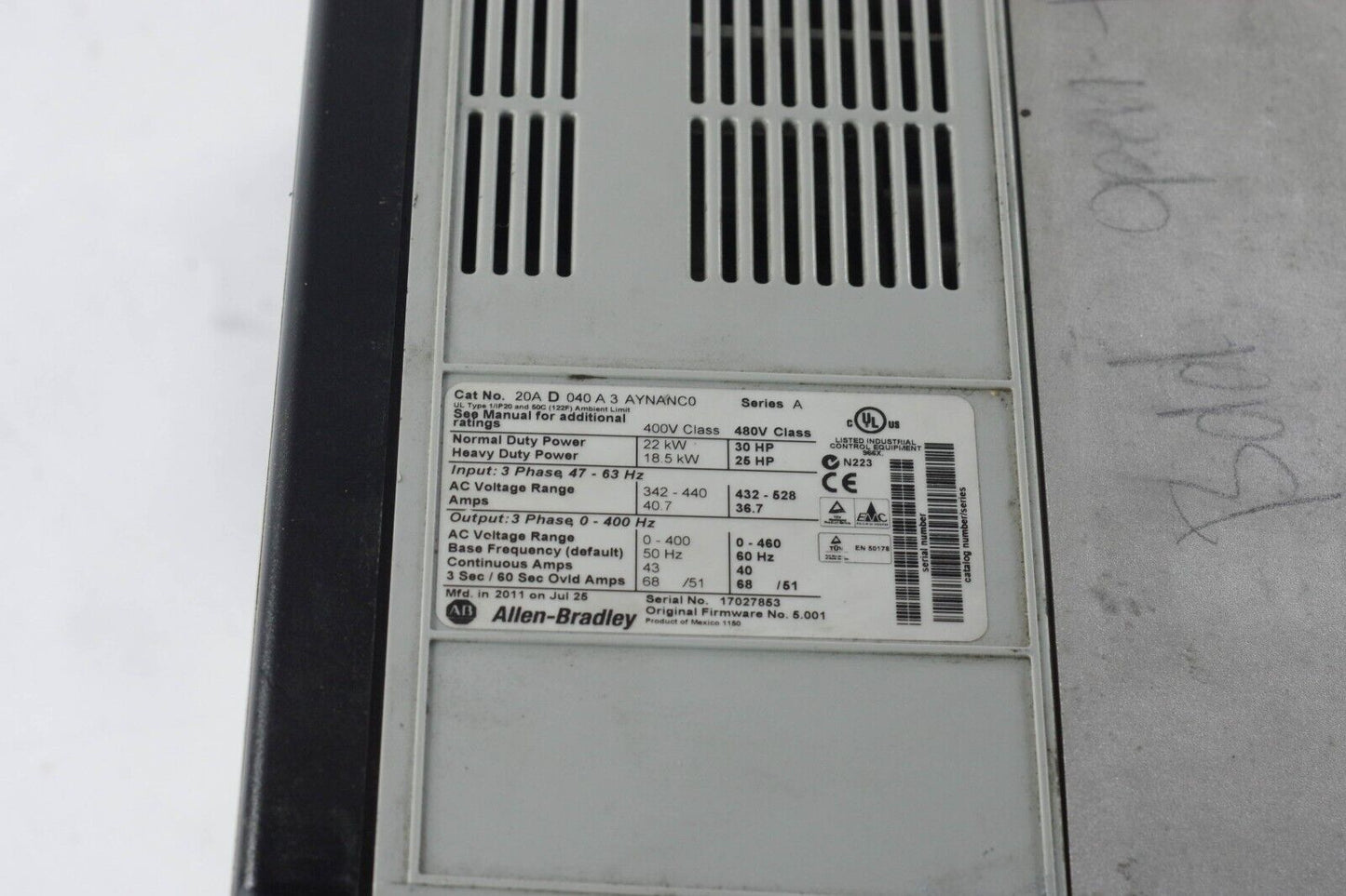 Allen Bradley 20AD040A3AYNANC0 /A PowerFlex 70 AC Drive 30hp - Parts / Repair
