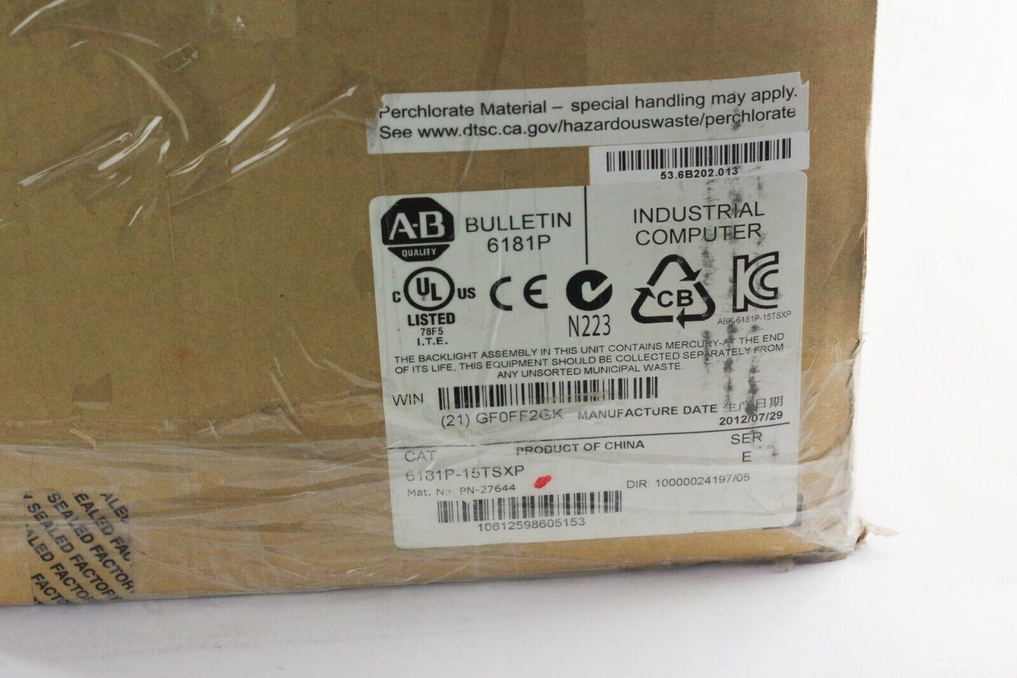Allen Bradley 6181P-15TSXP Ser E VersaView 1500P 15" Touch/Color - Open Box