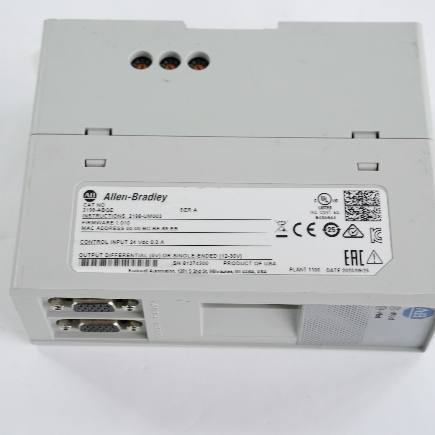Allen Bradley 2198-ABQE / 2198ABQE /A 2-Channel Encoder Output Emulator Module