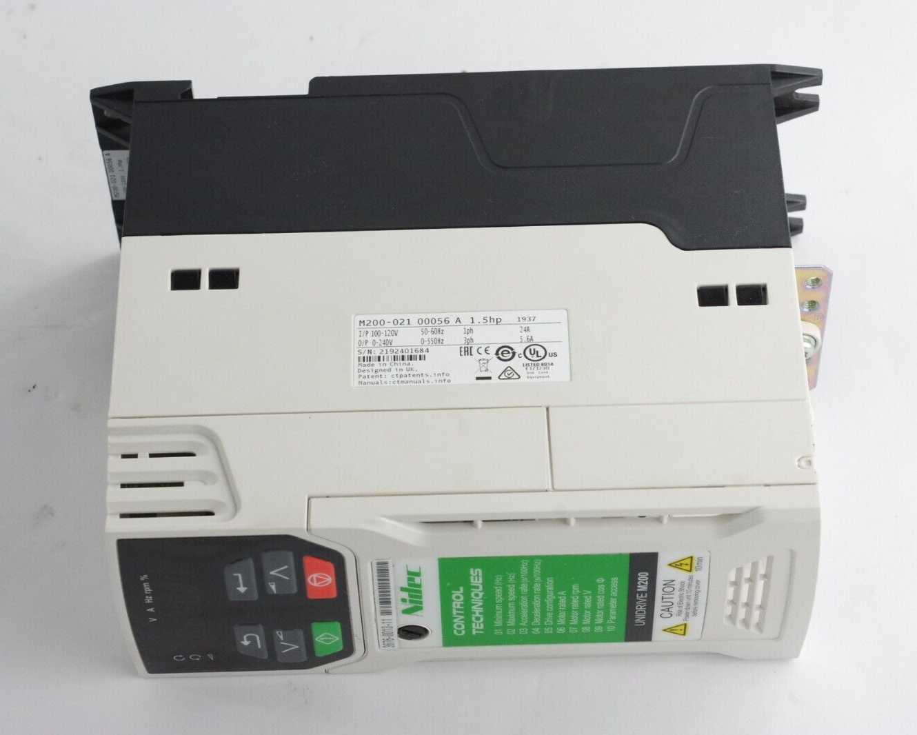Emerson Nidec M200-021 00056A 1ph 100-120V 1.1kW Inverter / M200-021-00056-A