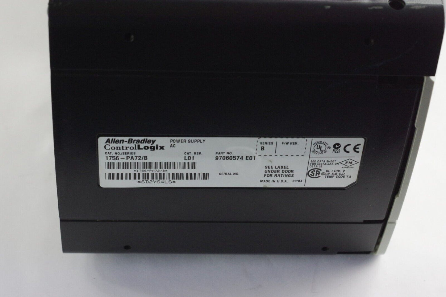 Allen Bradley 1756-A10/B Chassis 10 Slot Rack + 1756-PA72/B Power Supply