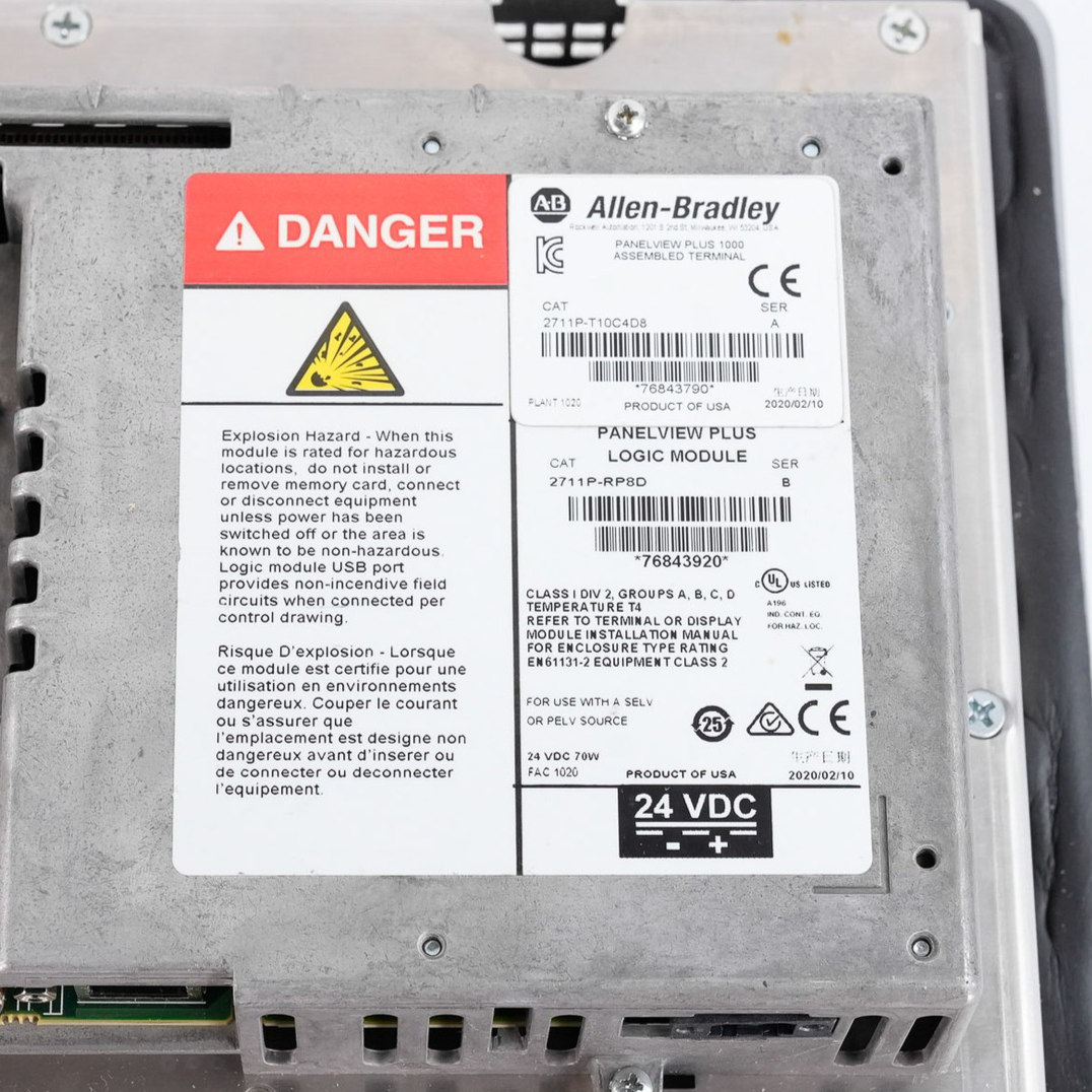 Allen Bradley 2711P-T10C4D8 /A PanelView Plus 1000 RDT10C + 2711p-RP8D /B Logic