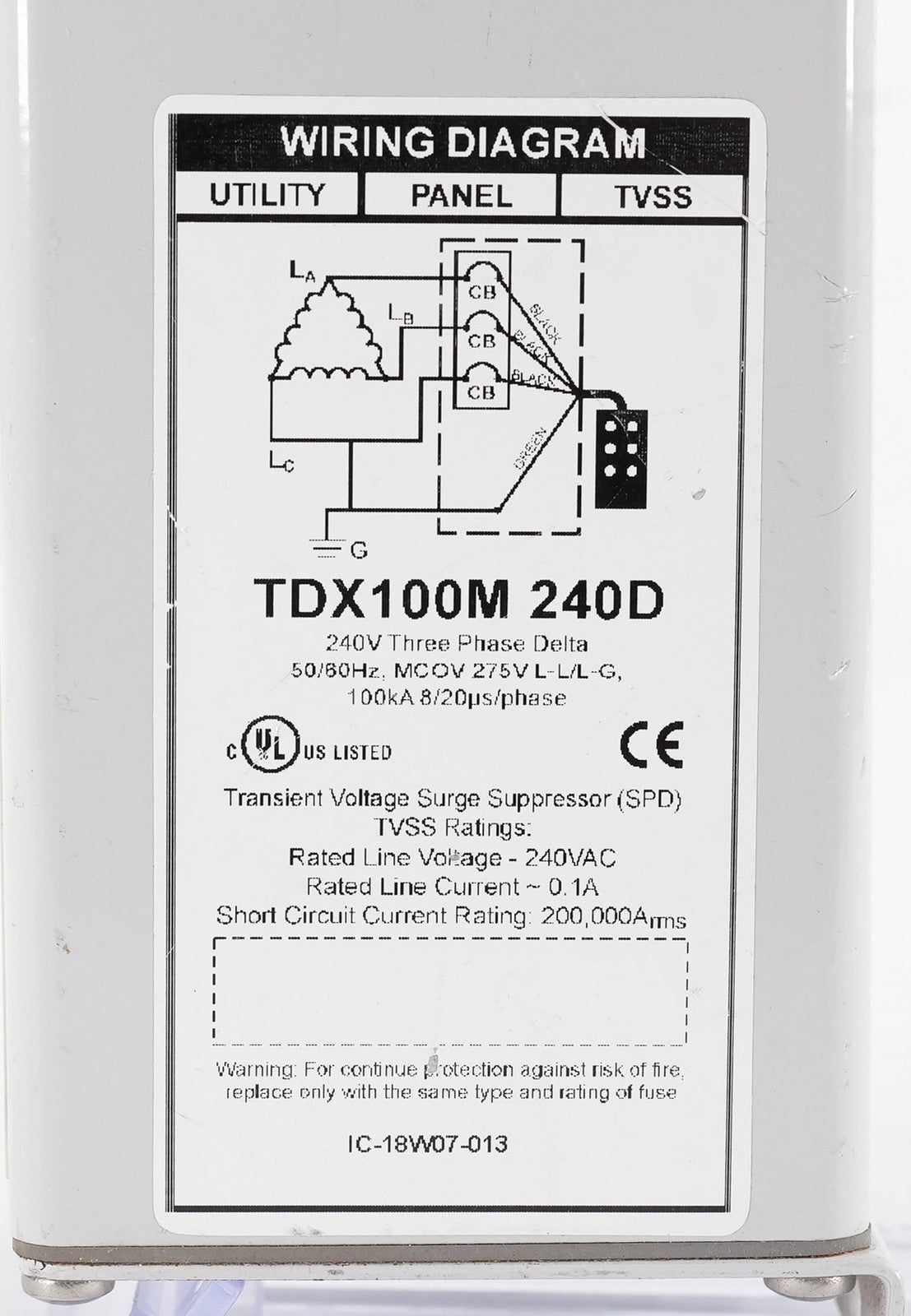 Critec TDX100M 240D Surge Protection Device 240V 3-Phase Delta TDX100M240D