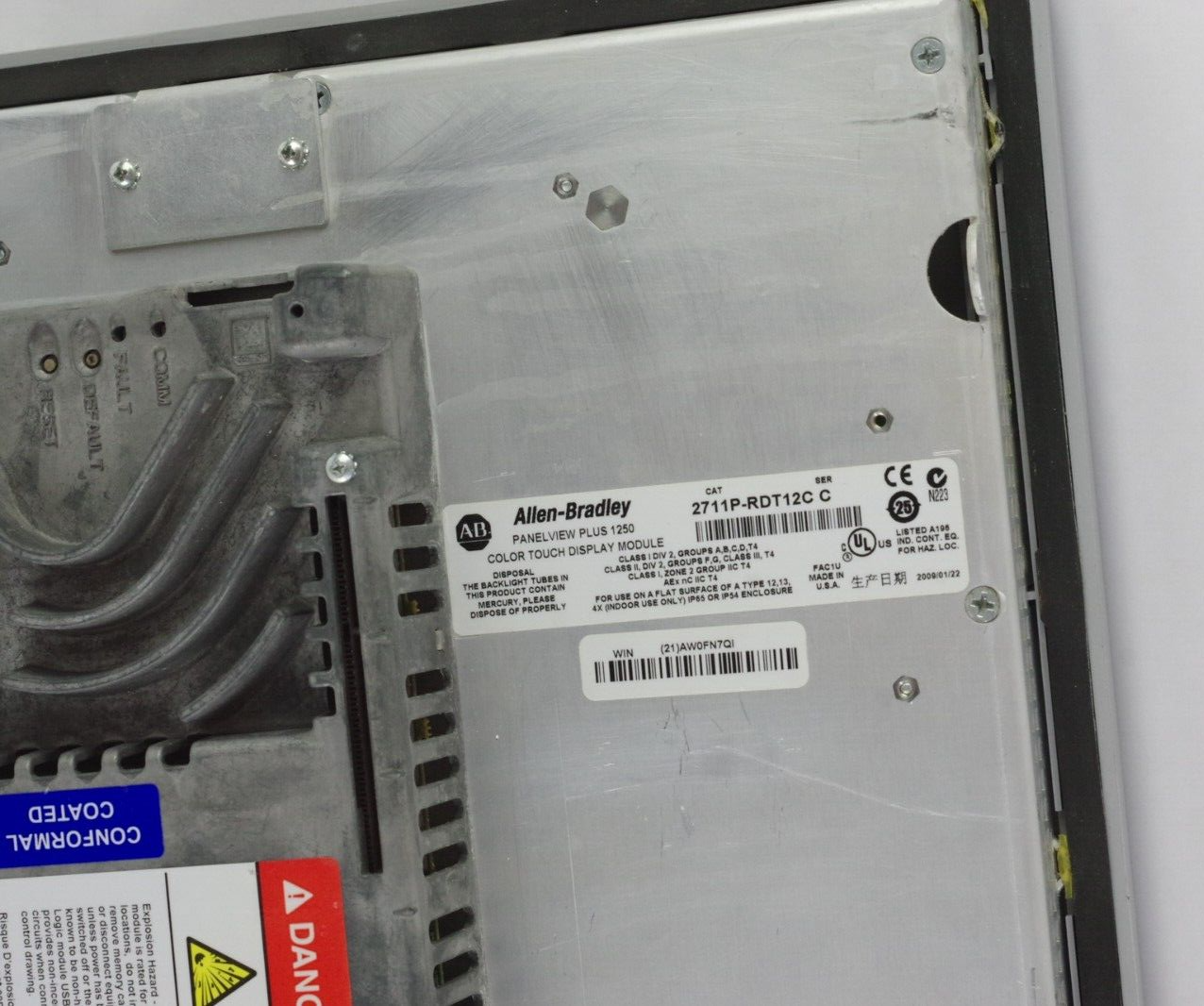 Allen Bradley 2711P-T12C4D8K Ser A Panelview Plus 1250 w/ 2711P-RP8DK RDT12C
