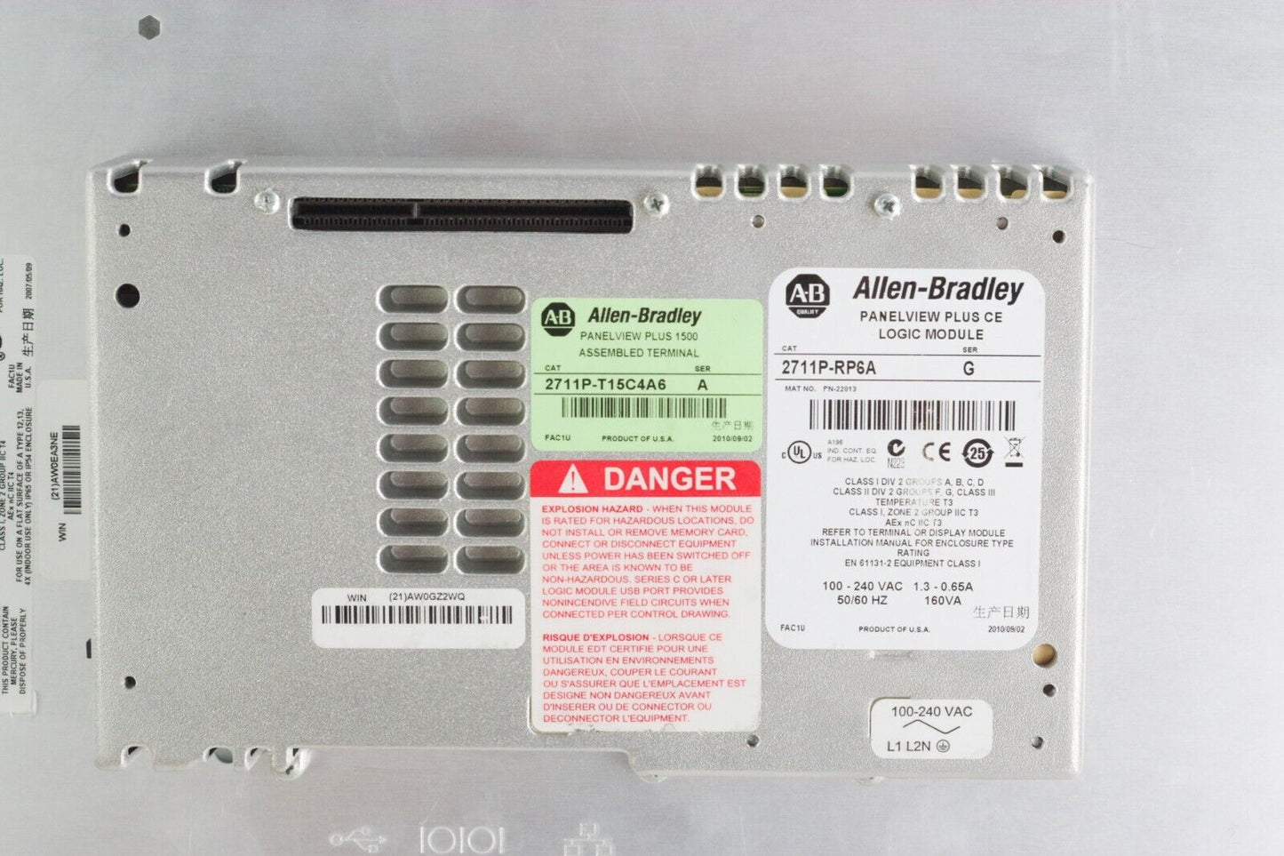 Allen Bradley 2711P-T15C4A6 Ser A Panelview Plus 1500 w/ 2711P-RP6A/G + RDT15C