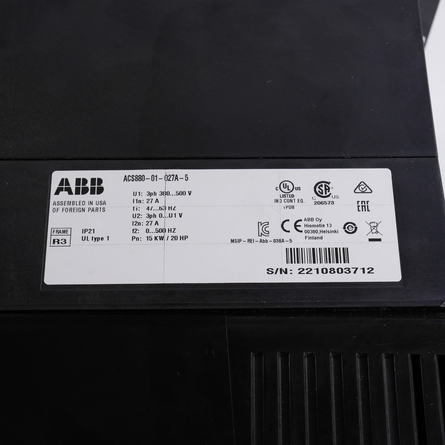 ABB ACS880-01-027A-5 3-Phase Drive 500V 27A ACS88001027A5