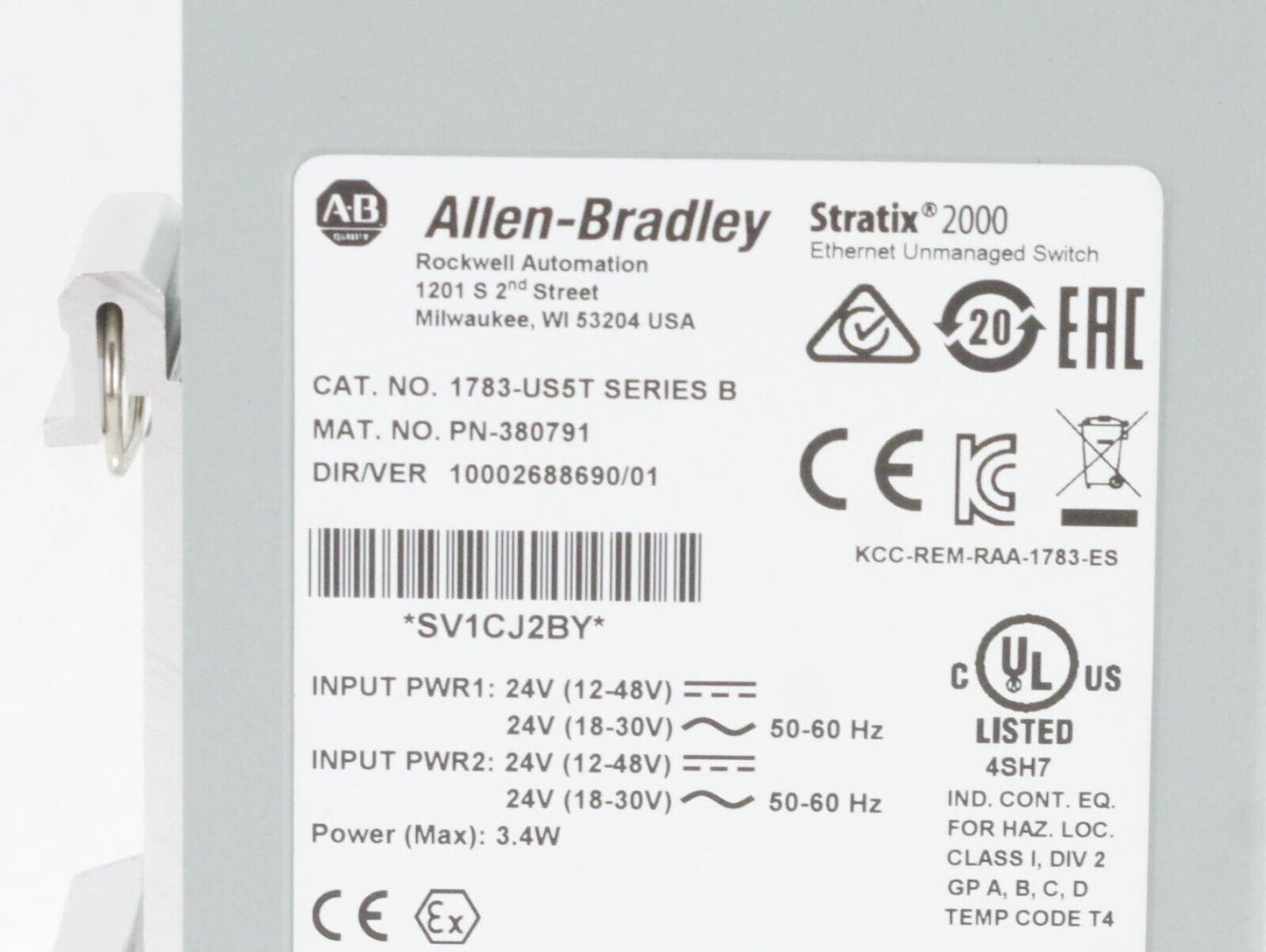 2018 Allen Bradley 1783-US5T /B Stratix 2000 Switch Unmanaged 5-Port - No Box
