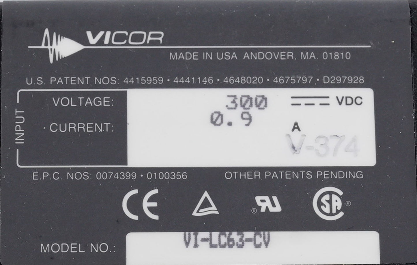 Vicor VI-LC63-CV ComPAC Configurable DC/DC Converter VILC63CV