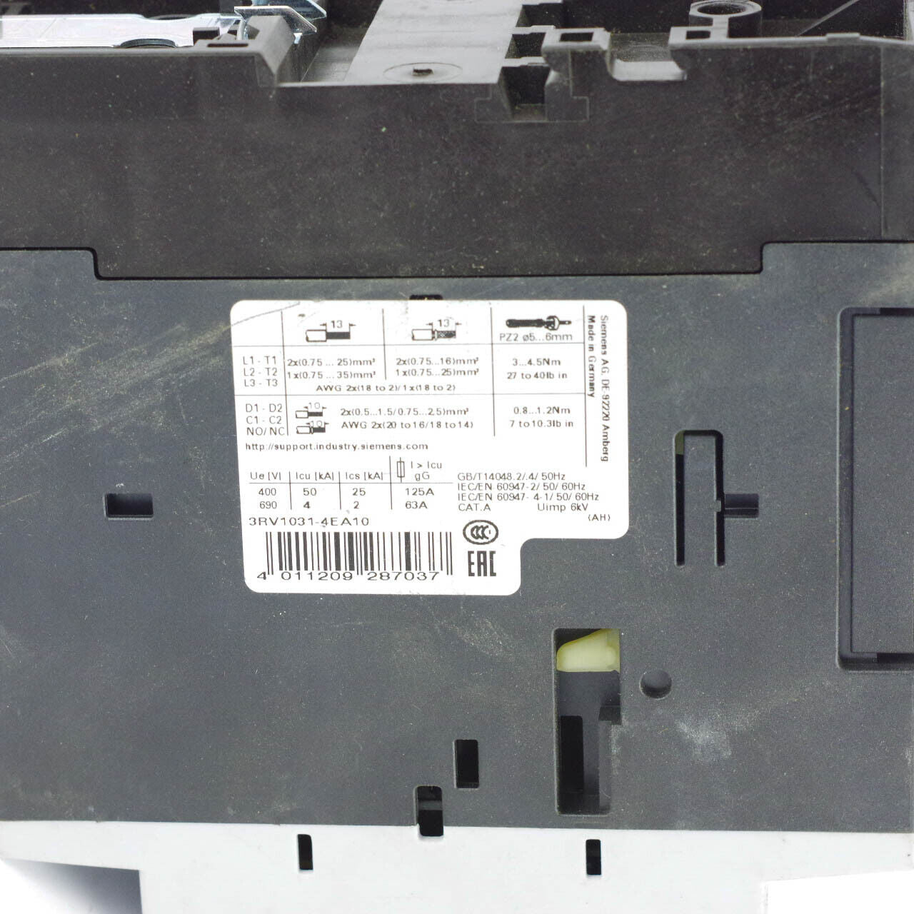 SIEMENS CIRCUIT BREAKER 3RV1031-4EA10 / 3RV10314EA10 22-32A 690V