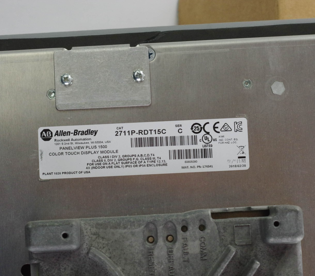 Allen Bradley 2711P-T15C4D8 /A Assembled Terminal Panelview Plus 1500