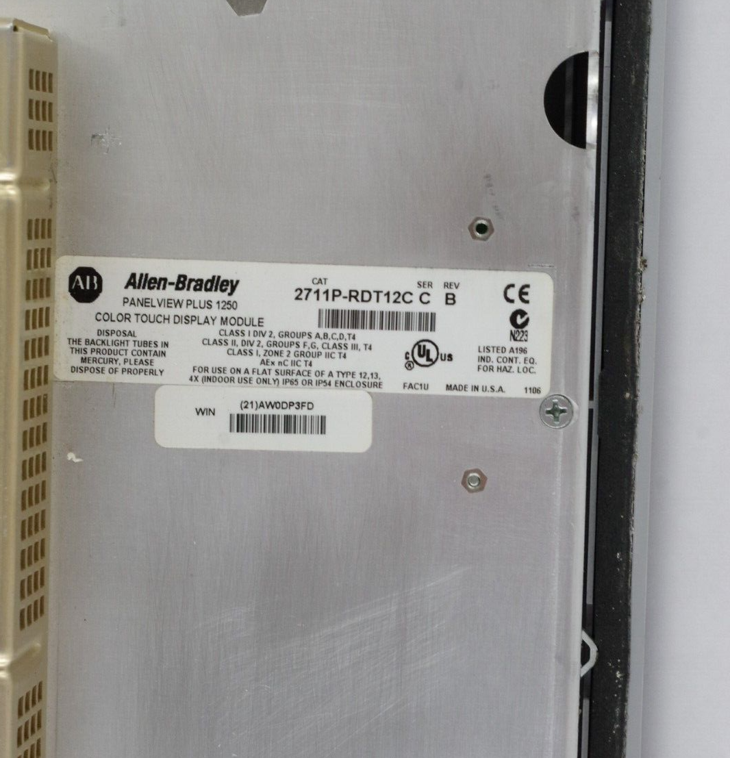 Allen Bradley 2711P-T12C4B1 Ser A Rev C PanelView Plus 1250 + 2711P-RP1 Logic