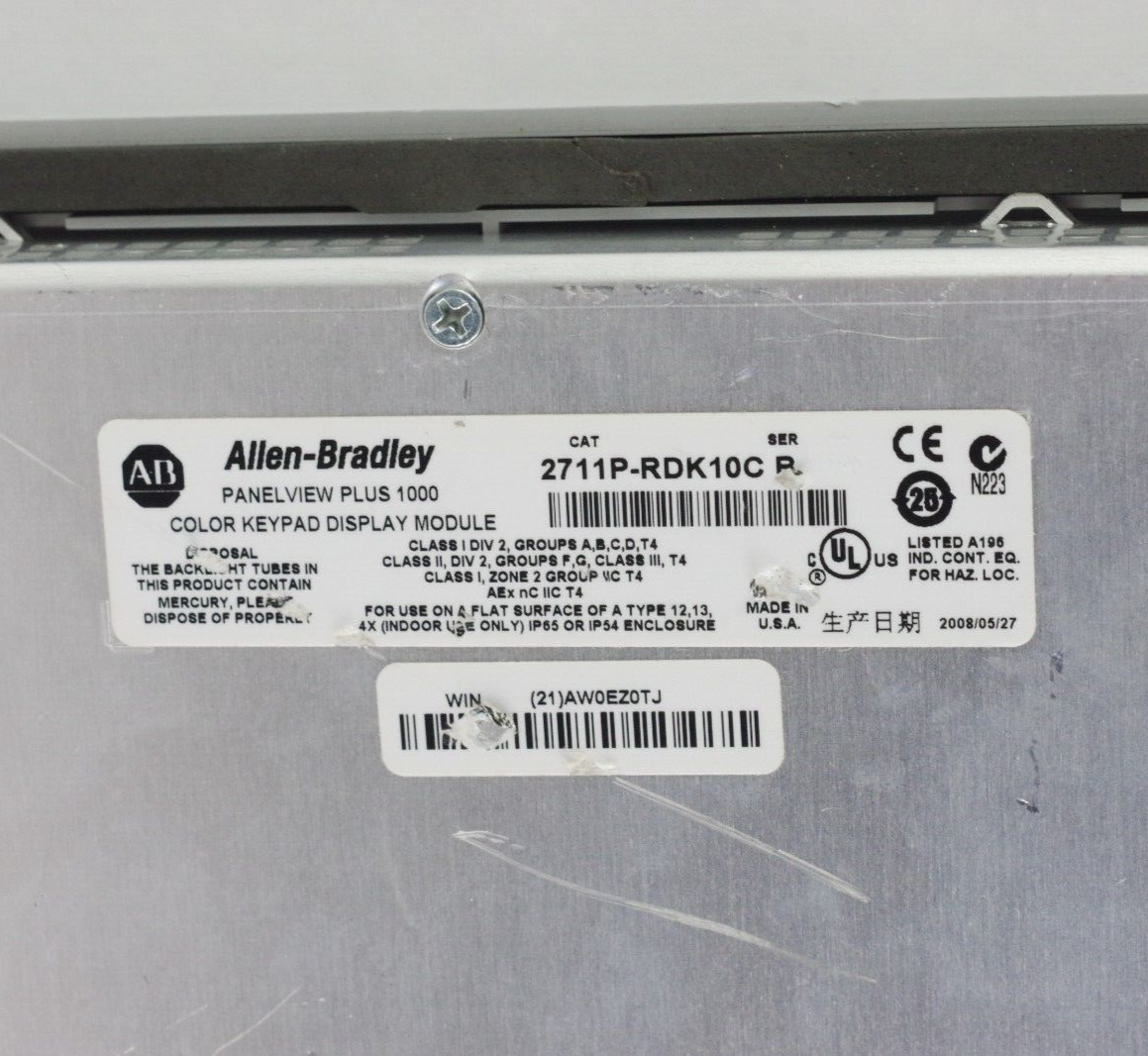 Allen Bradley 2711P-RDK10C /B PanelView Plus CE 1000 Keypad 10.4" - Refurbished