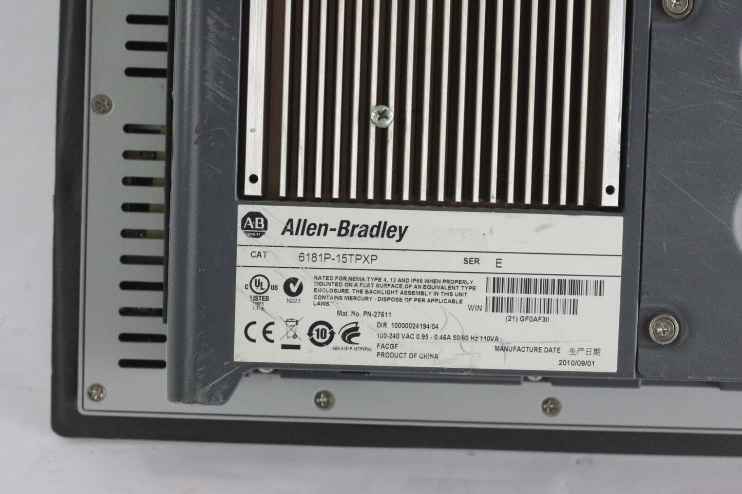 Allen Bradley 6181P-15TPXP Ser E 1500P 15" Touchscreen Industrial Computer