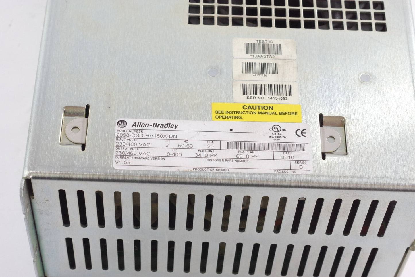 Allen Bradley 2098-DSD-HV150X-DN /B Ultra 3000i Indexing DeviceNet Servo Drive