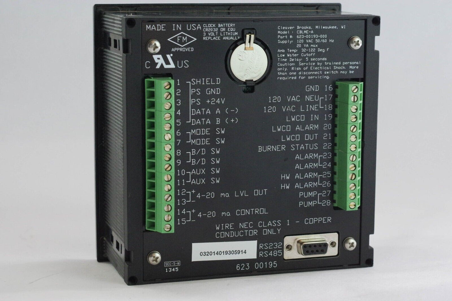 Cleaver Brooks 623-00193-000 Water Level MASTER Controller CBLME-A