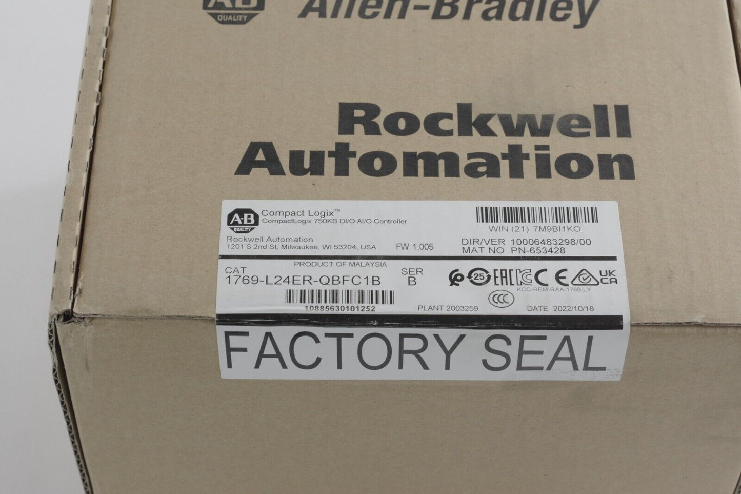 Allen-Bradley 1769-L24ER-QBFC1B Ser B PLC CompactLogix Controller Sealed Surplus