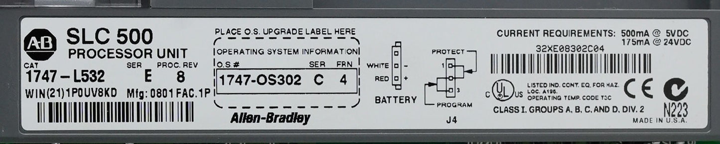 Allen Bradley 1747-L532 /E 1747-OS302 SLC 500 5/03 CPU Processor 16K + Warranty