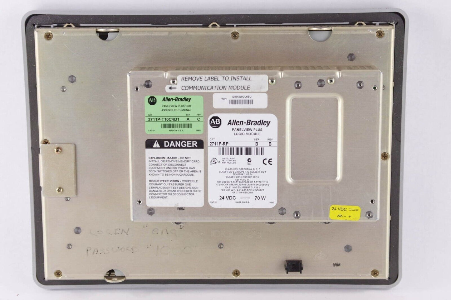 Allen Bradley 2711P-T10C4D1 /APanelview Plus 1000 RDT10C + RP1 /B (New Overlay)
