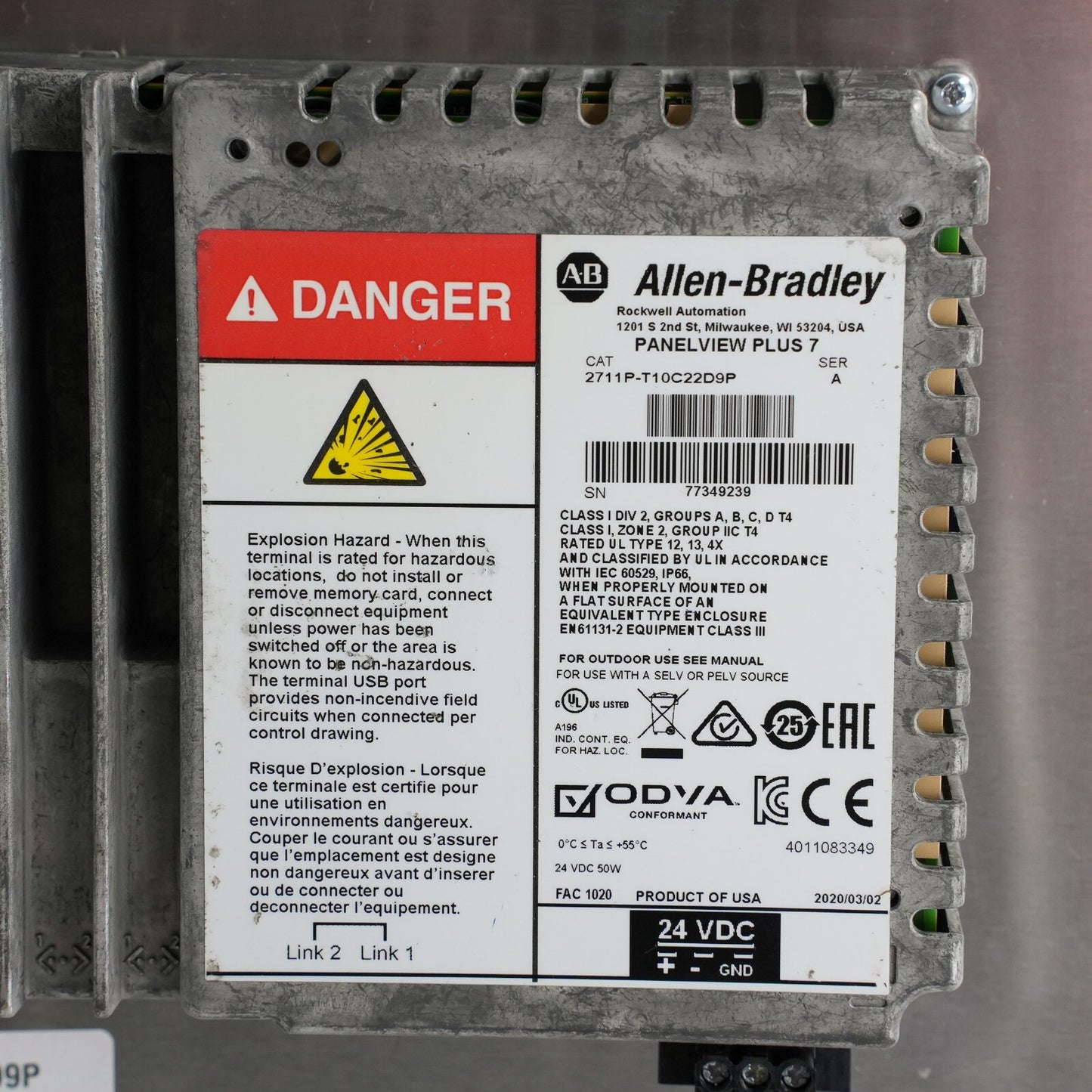 Allen Bradley 2711P-T10C22D9P /A PanelView Plus 7 10.4" DC Color/Touch Terminal