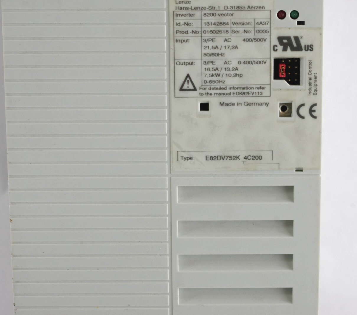 Lenze E82DV752K 4C200 8200 Vector AC Drive 3-Phase - For Parts