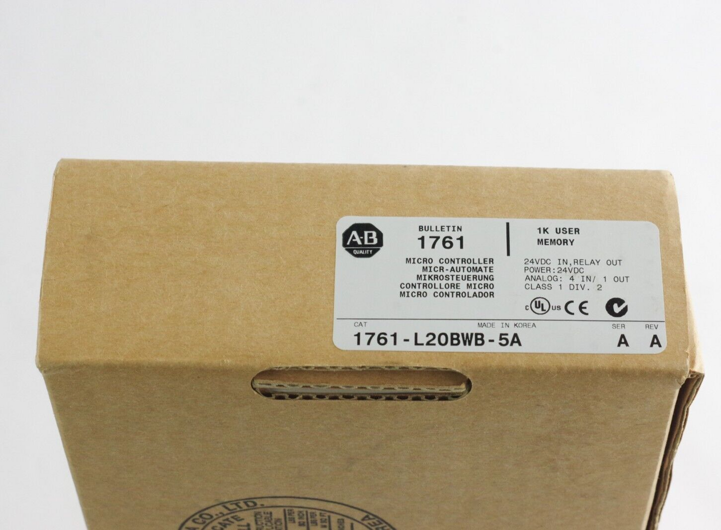 Allen Bradley 1761-L20BWB-5A PLC Controller MicroLogix 1000 24VDC 12 IN / 8 OUT