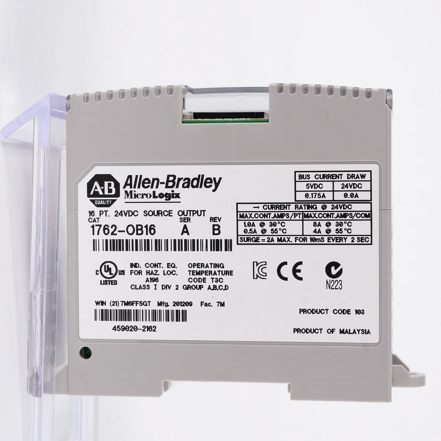 Allen Bradley 1762-OB16 /A MicroLogix 16-Pt 24VDC Digital Output Module 1762OB16