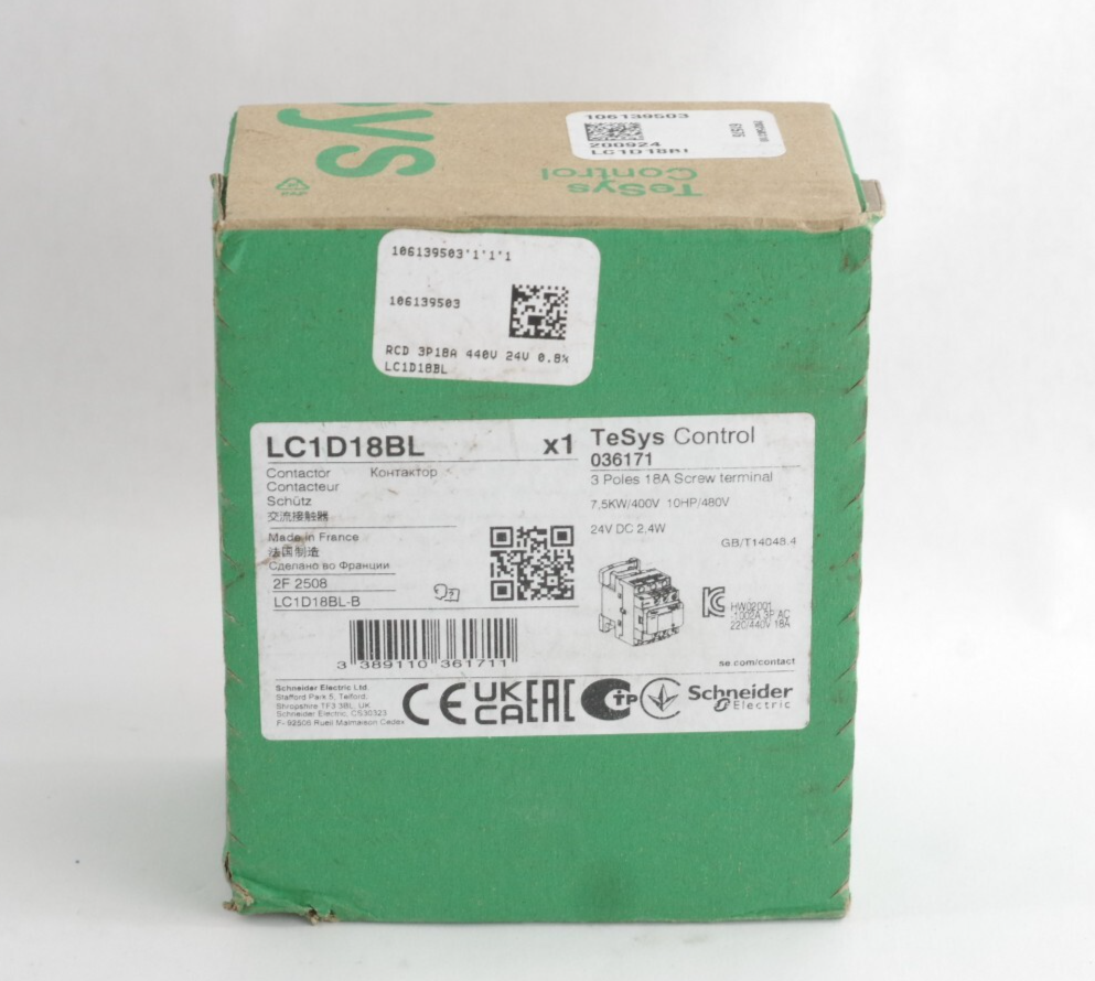 SCHNEIDER LC1D18BL Contactor DC24V - Sealed Surplus