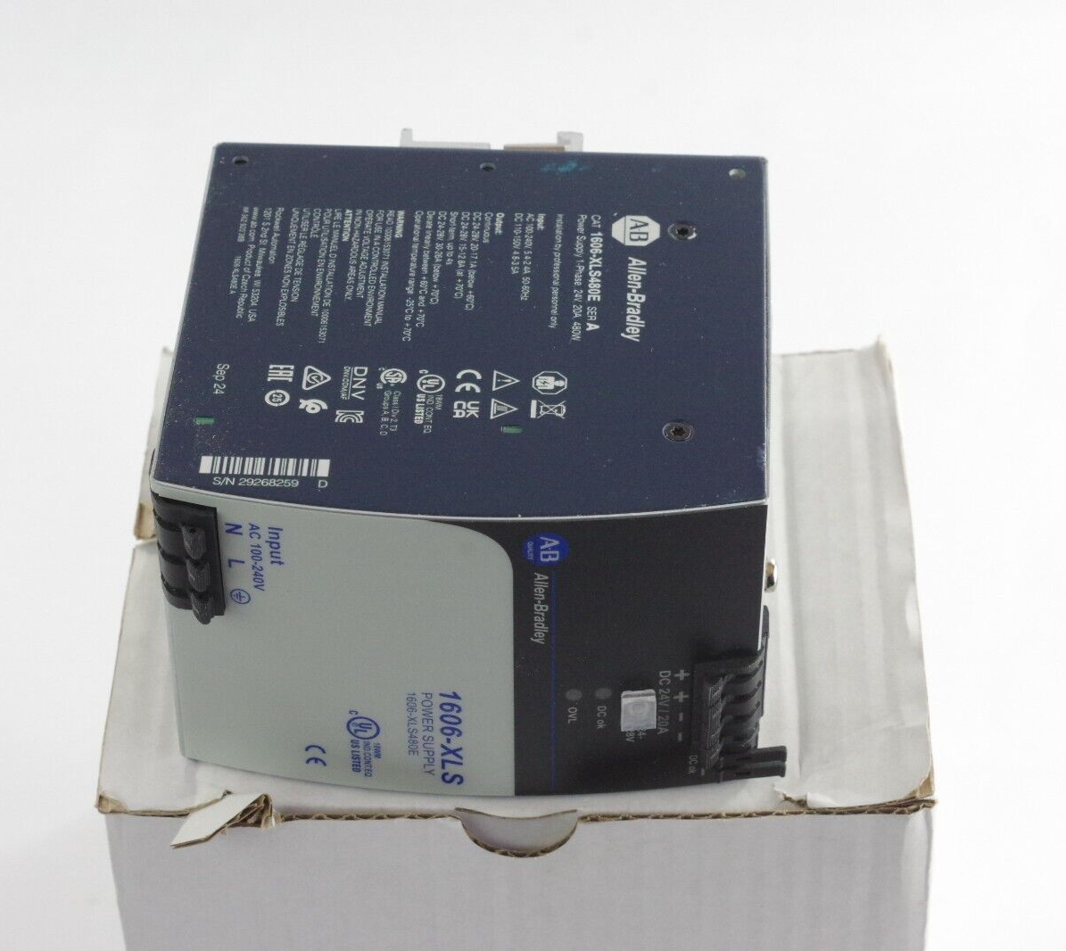 Allen Bradley 1606-XLS480E Ser A Power Supply 1-Phase 24V 20A 480W - Open Box