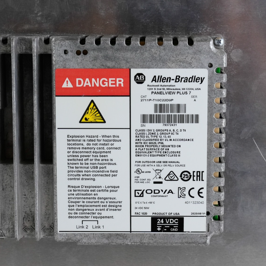 2020 Allen Bradley 2711P-T10C22D9P /A Panelview Plus 7 Terminal 10'' Series A