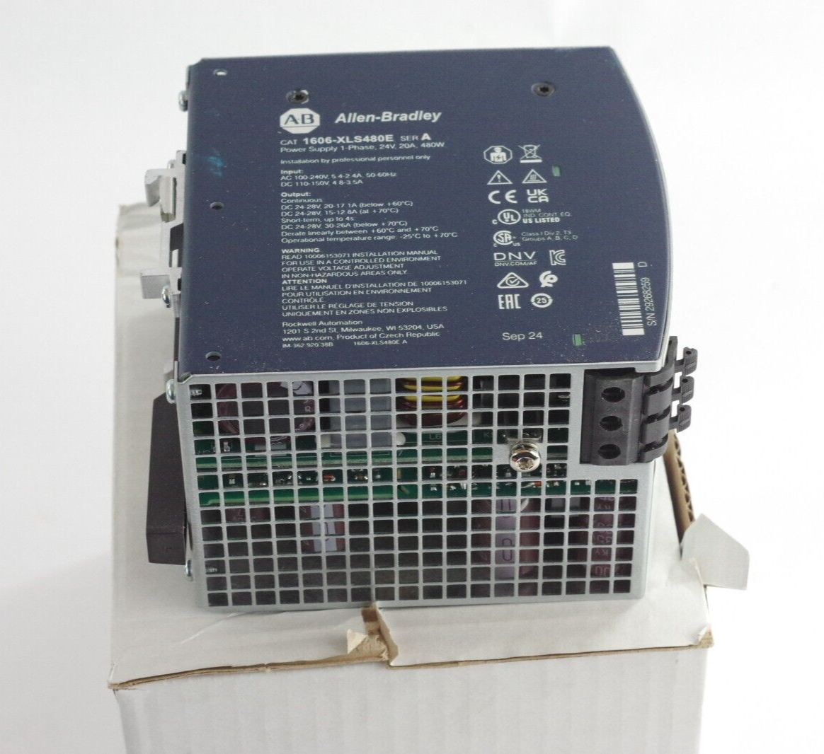 Allen Bradley 1606-XLS480E Ser A Power Supply 1-Phase 24V 20A 480W - Open Box