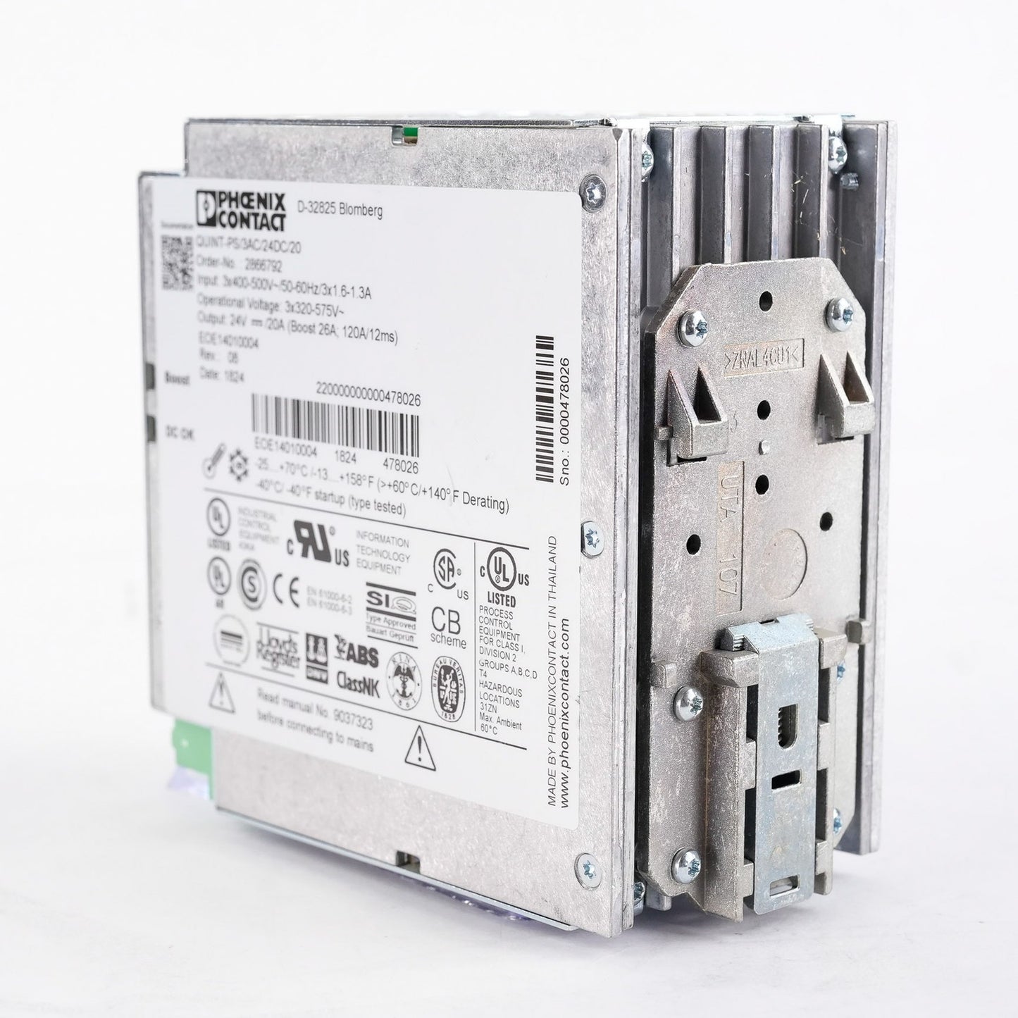 Phoenix Contact 2866792 QUINT-PS/3AC/24DC/20 Power Supply 24VDC