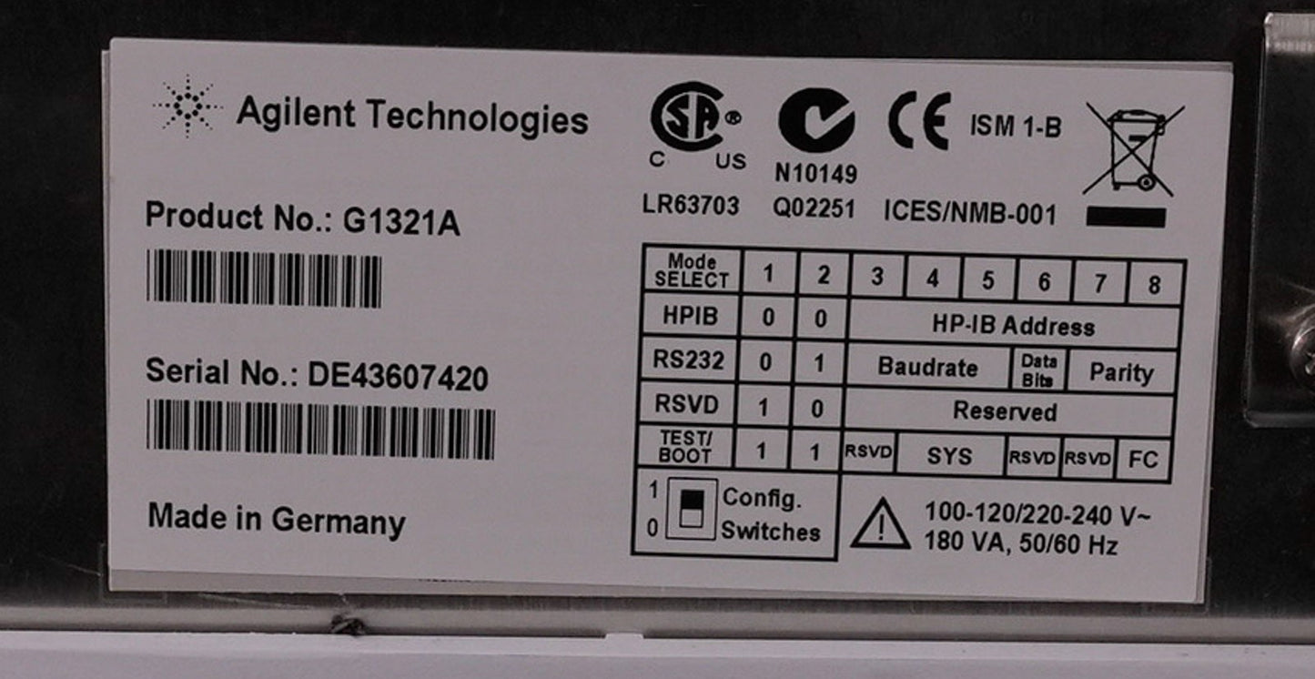 Agilent G1321A 1100 Series Fluorescence Detector HPLC 100-240V UNTESTED