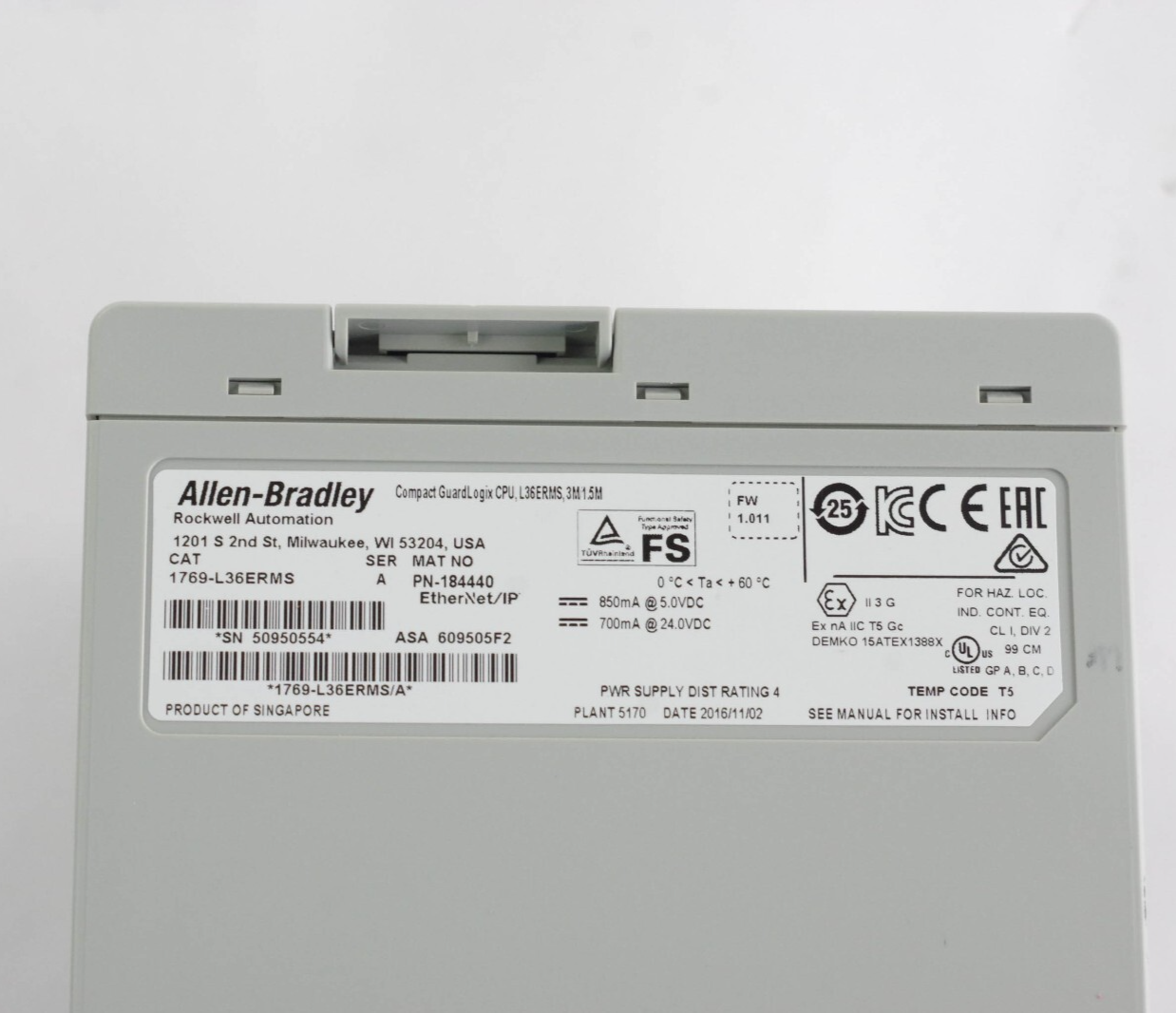 Allen Bradley Compact GuardLogix Controller 1769-L36ERMS /A 1769L36ERMS