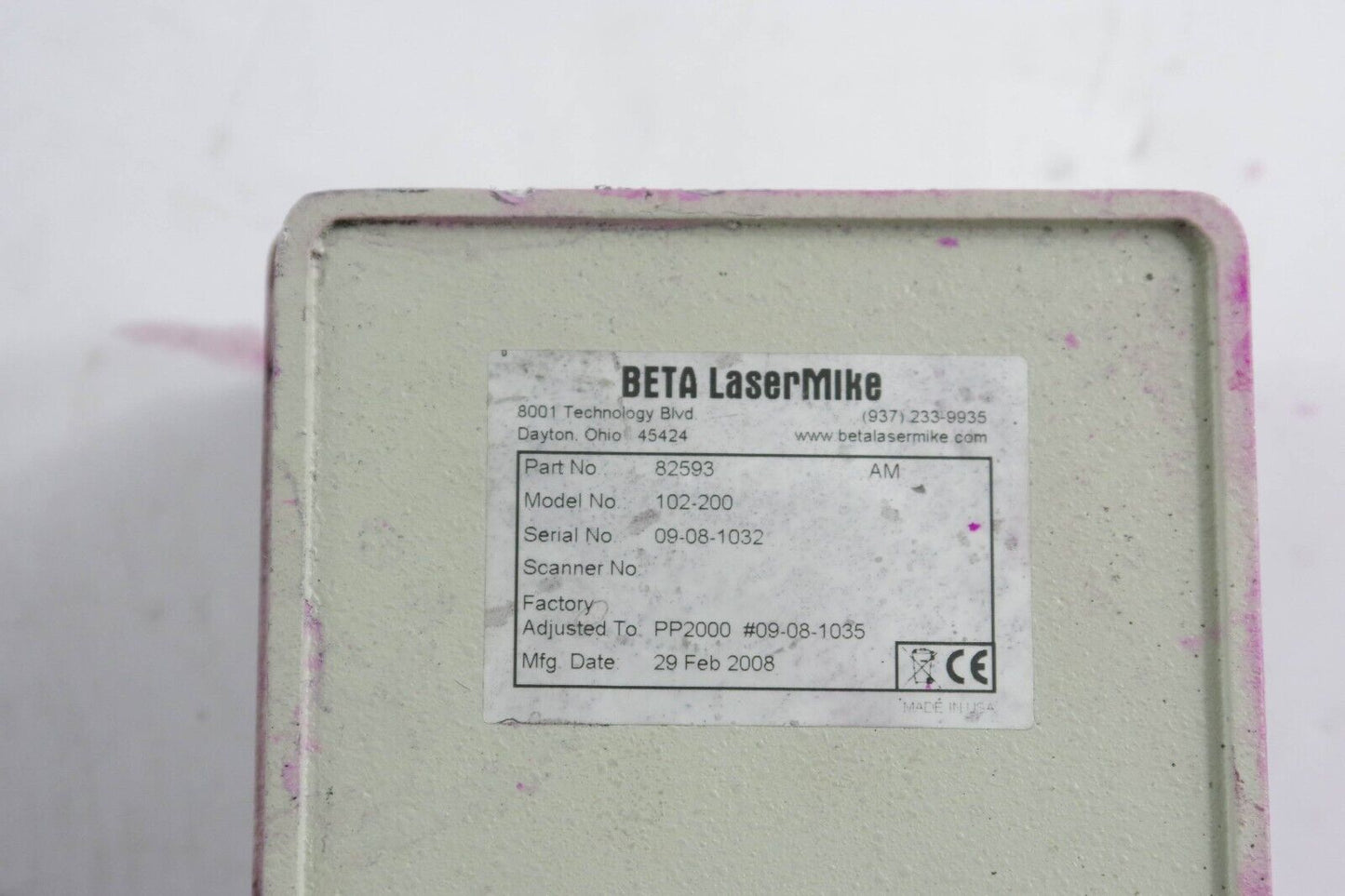 BETA LASERMIKE 82593 Model 102-200 Scanned Laser -- UNTESTED / Returns Accepted