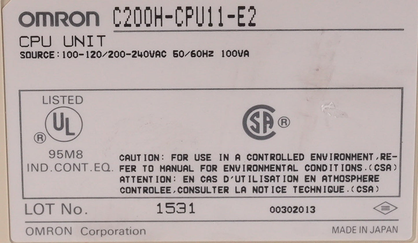 Omron C200H-CPU11-E2 Sysmac C200H CPU Controller Module C200HCPU11E2
