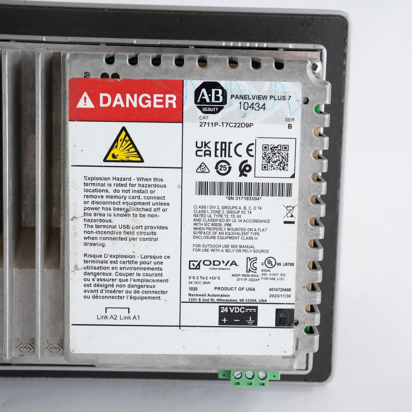 Allen Bradley 2711P-T7C22D9P /B PanelView Plus 7 Operator Display Terminal HMI