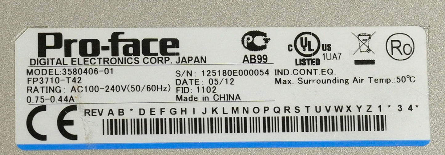 Pro-Face 3580406-01 Display Panel FP3710-T42 Digital Electronics Corp.