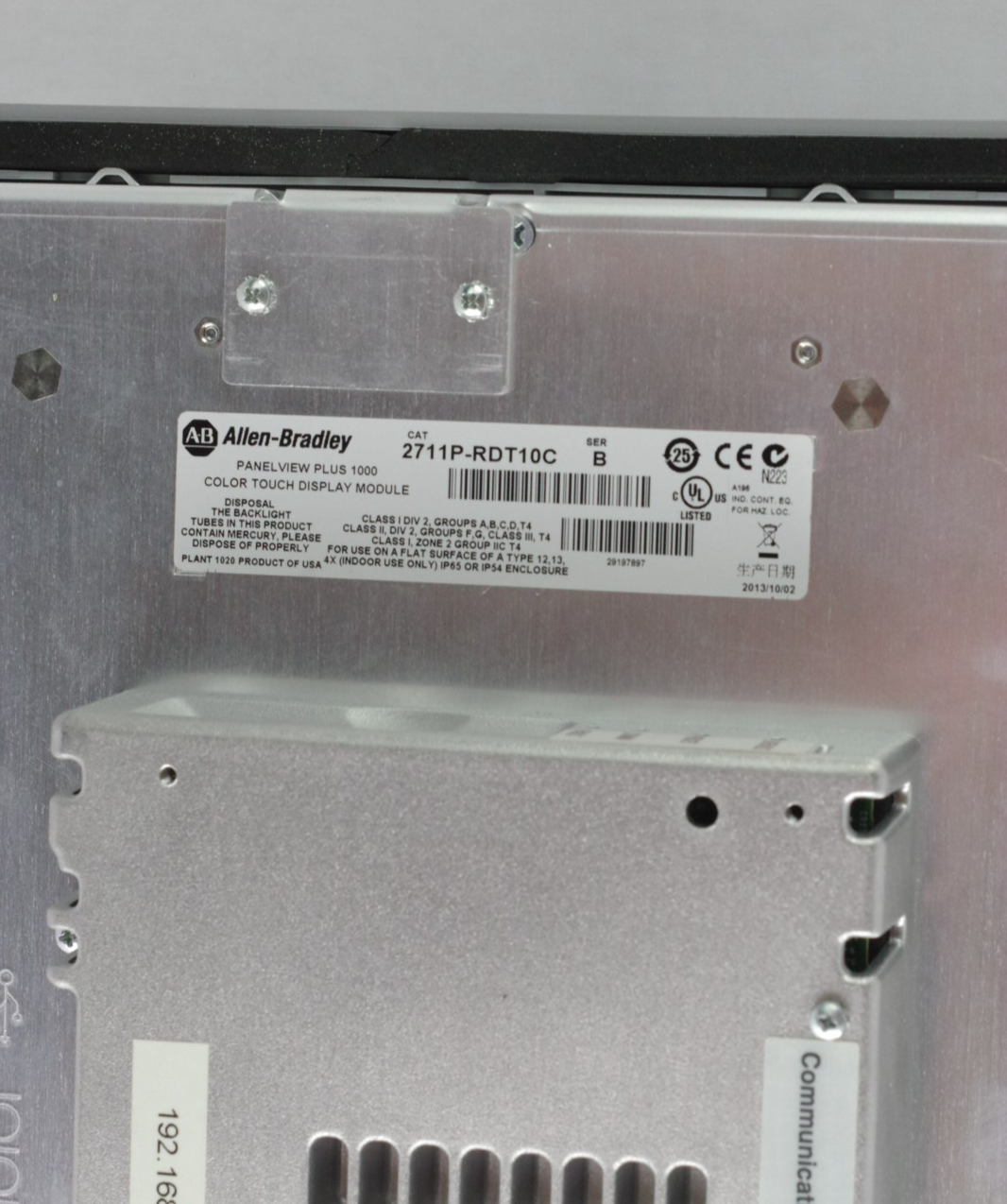 Allen Bradley 2711PC-T10C4D1 /A PanelView Plus 1000 HMI Touch w/ 2711PC-RP1 /G