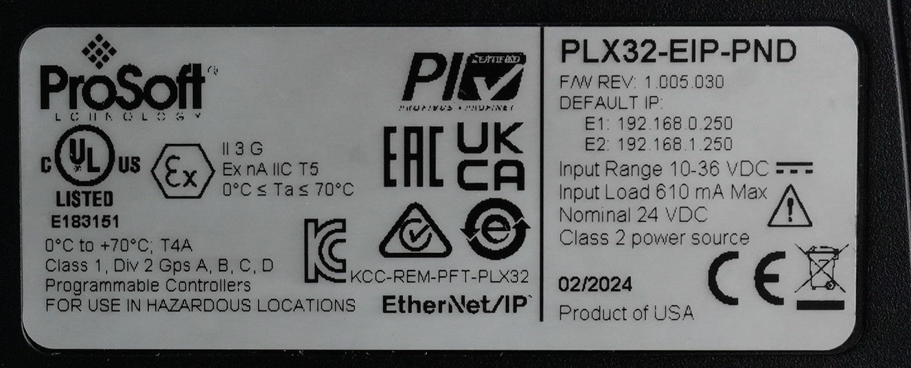 ProSoft PLX32-EIP-PND / PLX32EIPPND EtherNet / IP to PROFINET® Gateway