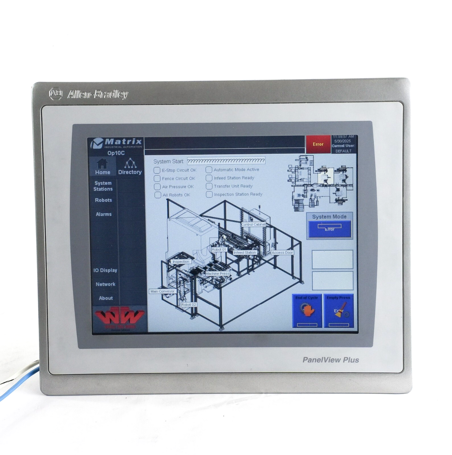 Allen Bradley 2711P-T10C22D9P /A PanelView Plus 7 10.4" DC Color/Touch Terminal