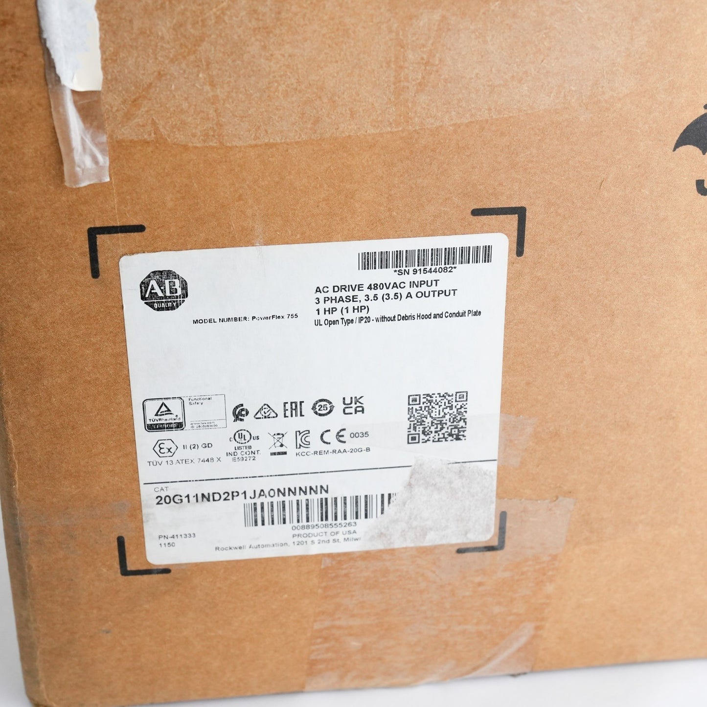 Allen Bradley 20G11ND2P1JA0NNNNN /A PowerFlex 755 480VAC 2.1A Drive - Open Box
