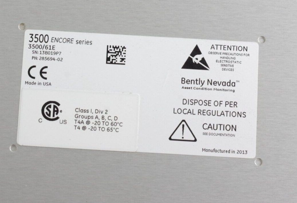 Bently Nevada 3500/61E 6ch Temperature TC Isolated Module Encore 285694-02