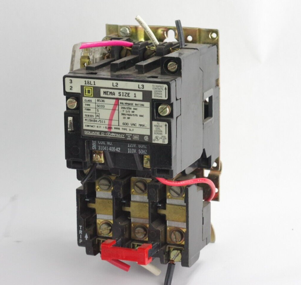 Square D 8536 Motor Starter Type SC03 Coil No. 31041-400-42 120V 60Hz/110V 50Hz